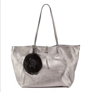 Etienne Aigner ‘Turner’ Leather Tote Bag in Silver